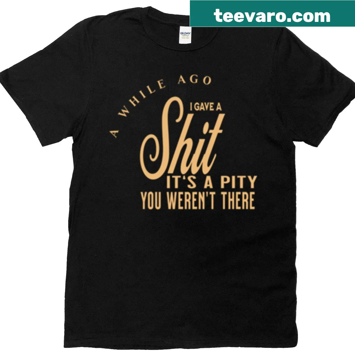 Minimalist typography t-shirt with the phrase 'A While Ago' — on a men's t-shirt