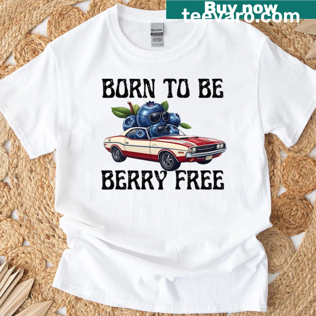 Vintage humor t-shirt featuring American blueberries and patriotic design — on a men's t-shirt