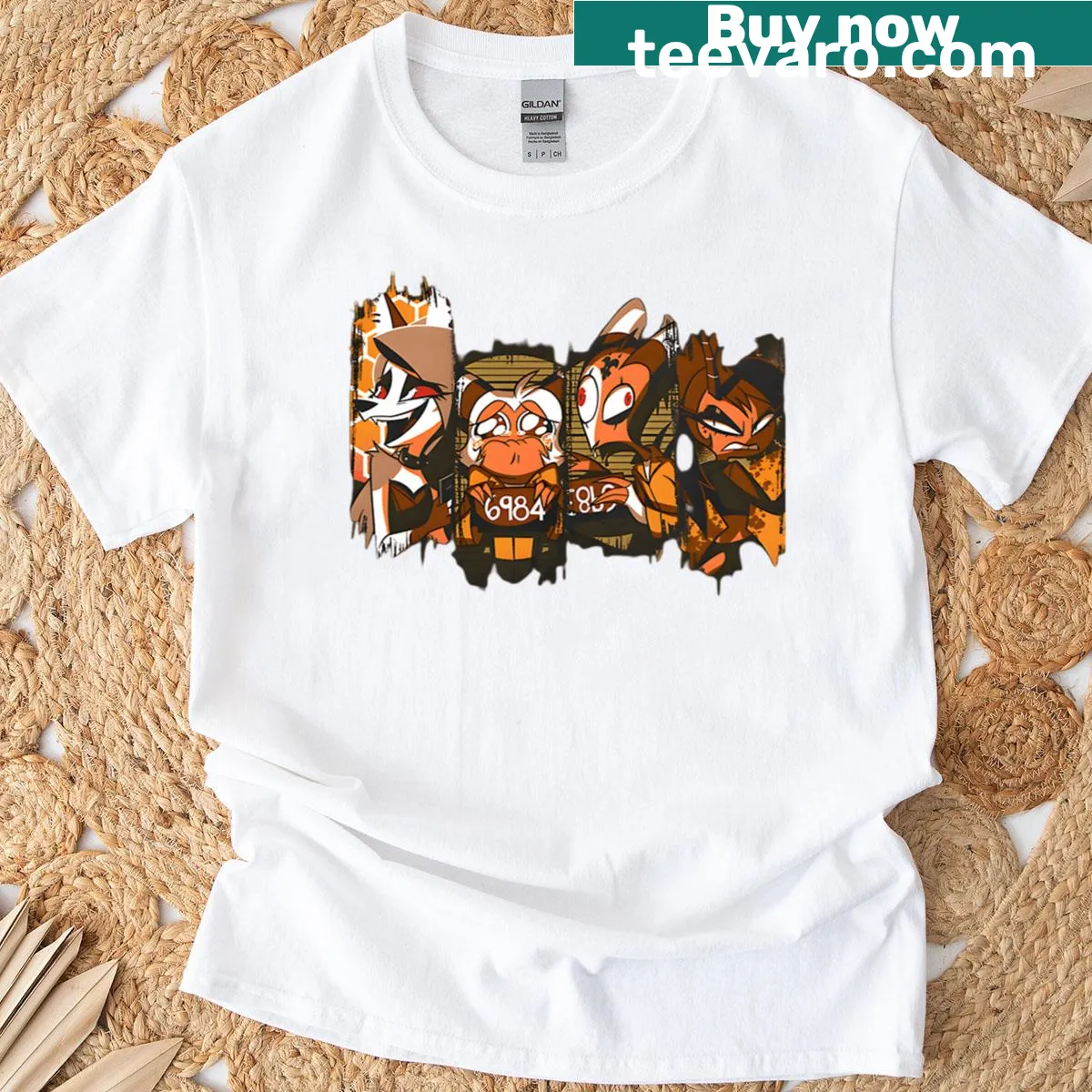 Vintage-style Halloween T-shirt featuring anime horror graphics — on a men's t-shirt
