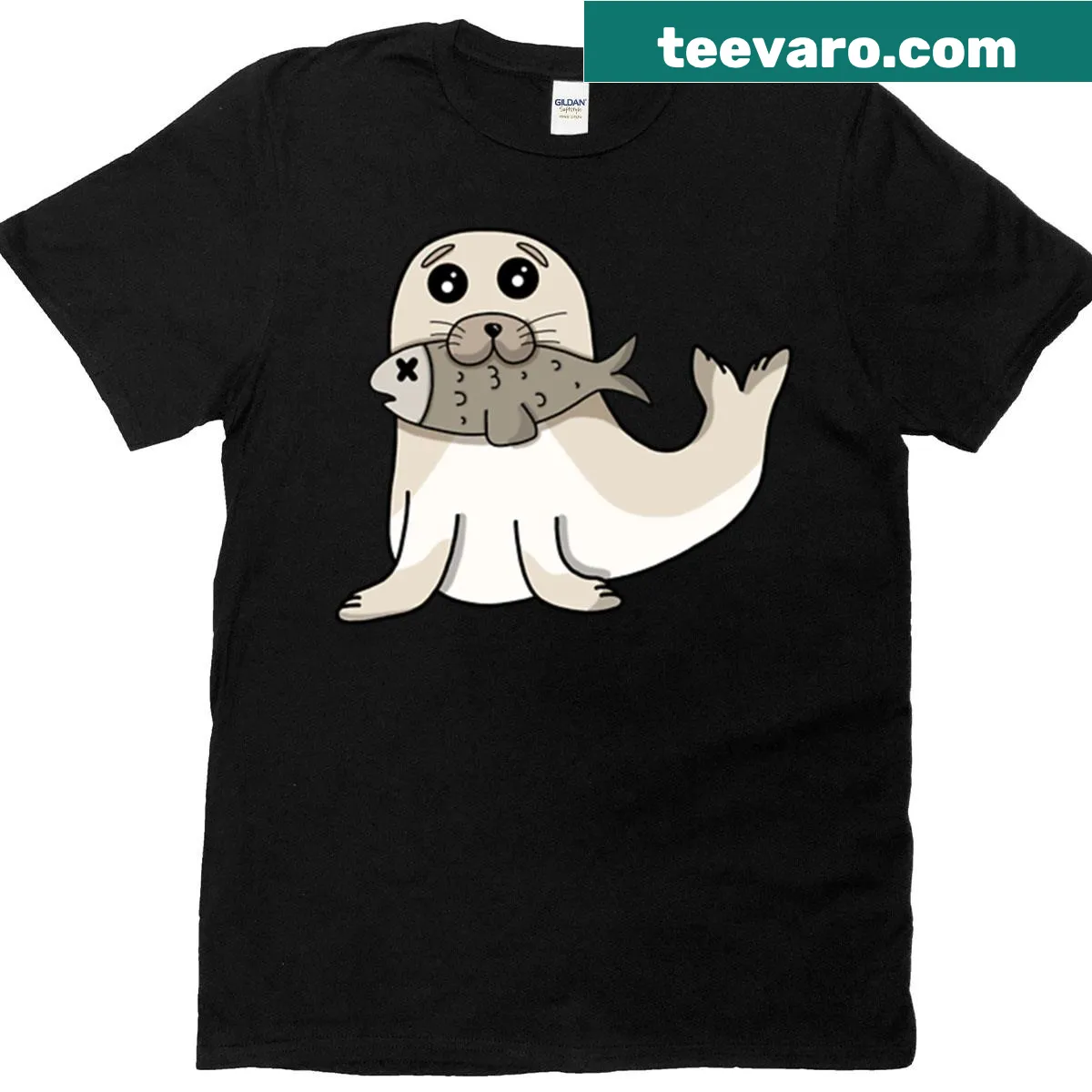 Cute baby seal illustrated t-shirt for kids — on a men's t-shirt