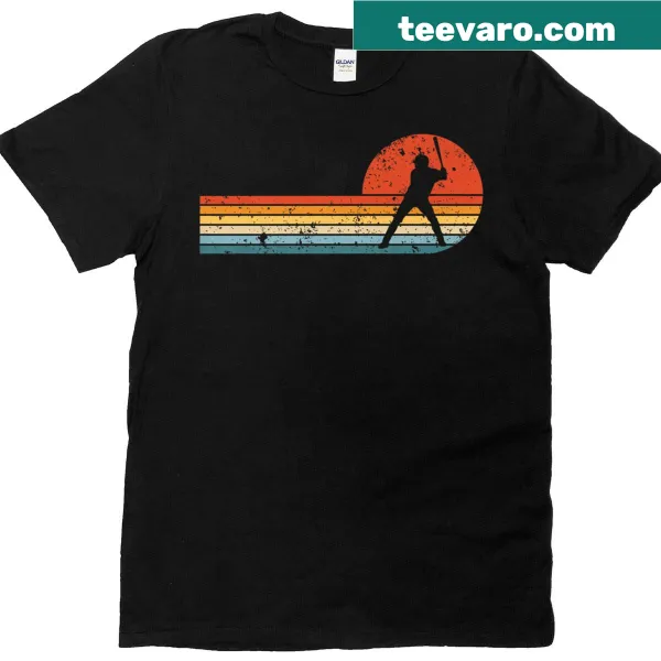 Retro T-shirt featuring a vintage baseball player batter graphic