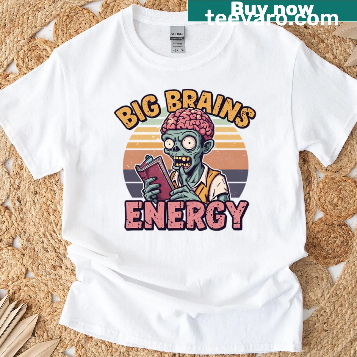 Funny Halloween student t-shirt with zombie theme — on a men's t-shirt