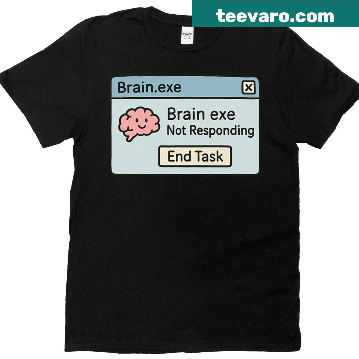 Graphic saying Brainexe Not Responding on a T-shirt — on a men's t-shirt