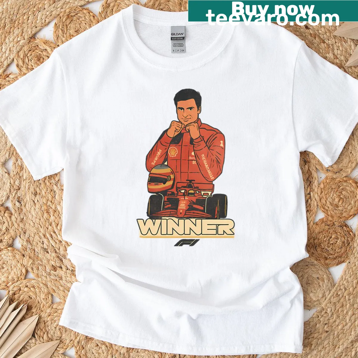 F1 t-shirt celebrating C Sainz with the quote 'C Sainz - Winner' — on a men's t-shirt