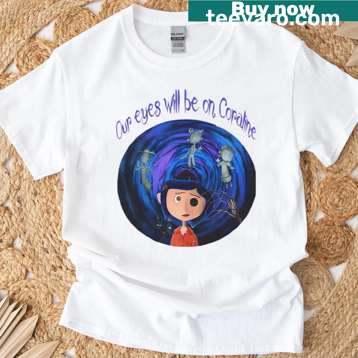 Cartoon girl from horror movies graphic on T-shirt — on a men's t-shirt