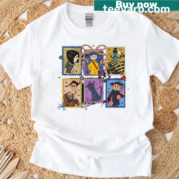 Cartoon T-shirt featuring a spooky girl in a vintage horror theme