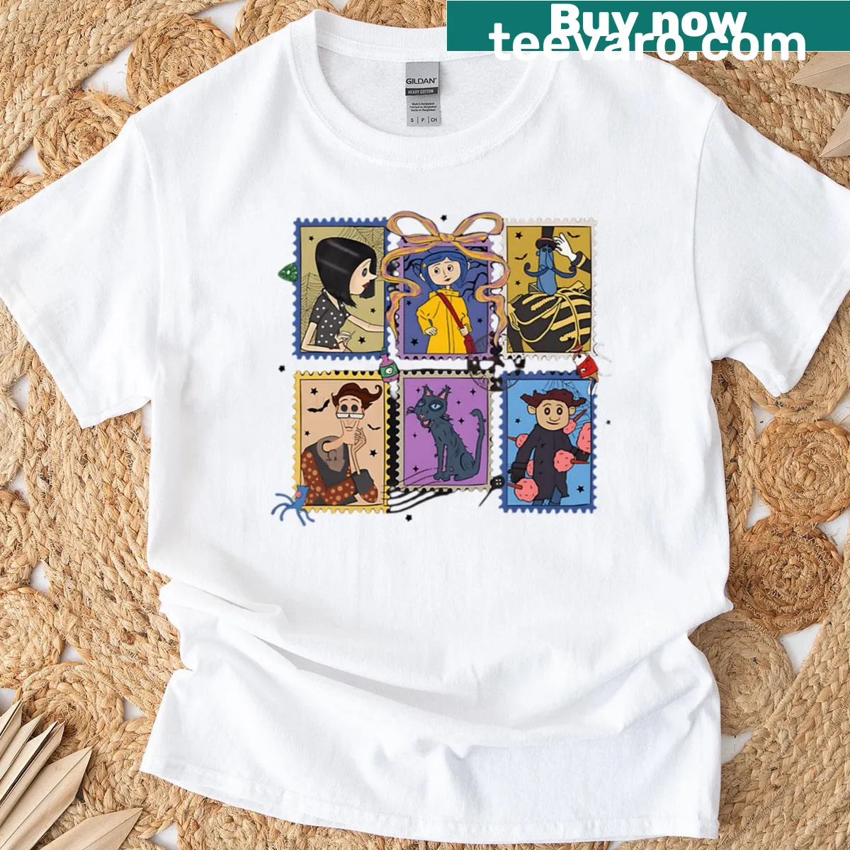 Cartoon T-shirt featuring a spooky girl in a vintage horror theme — on a men's t-shirt