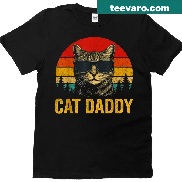 Vintage-style 'Cat Daddy' T-shirt featuring cat glasses
