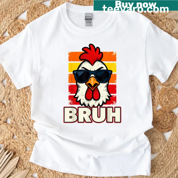Vintage distressed rooster wearing sunglasses with fun text