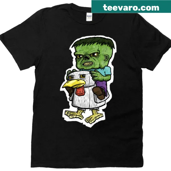 Funny chicken jockey graphic on a t-shirt