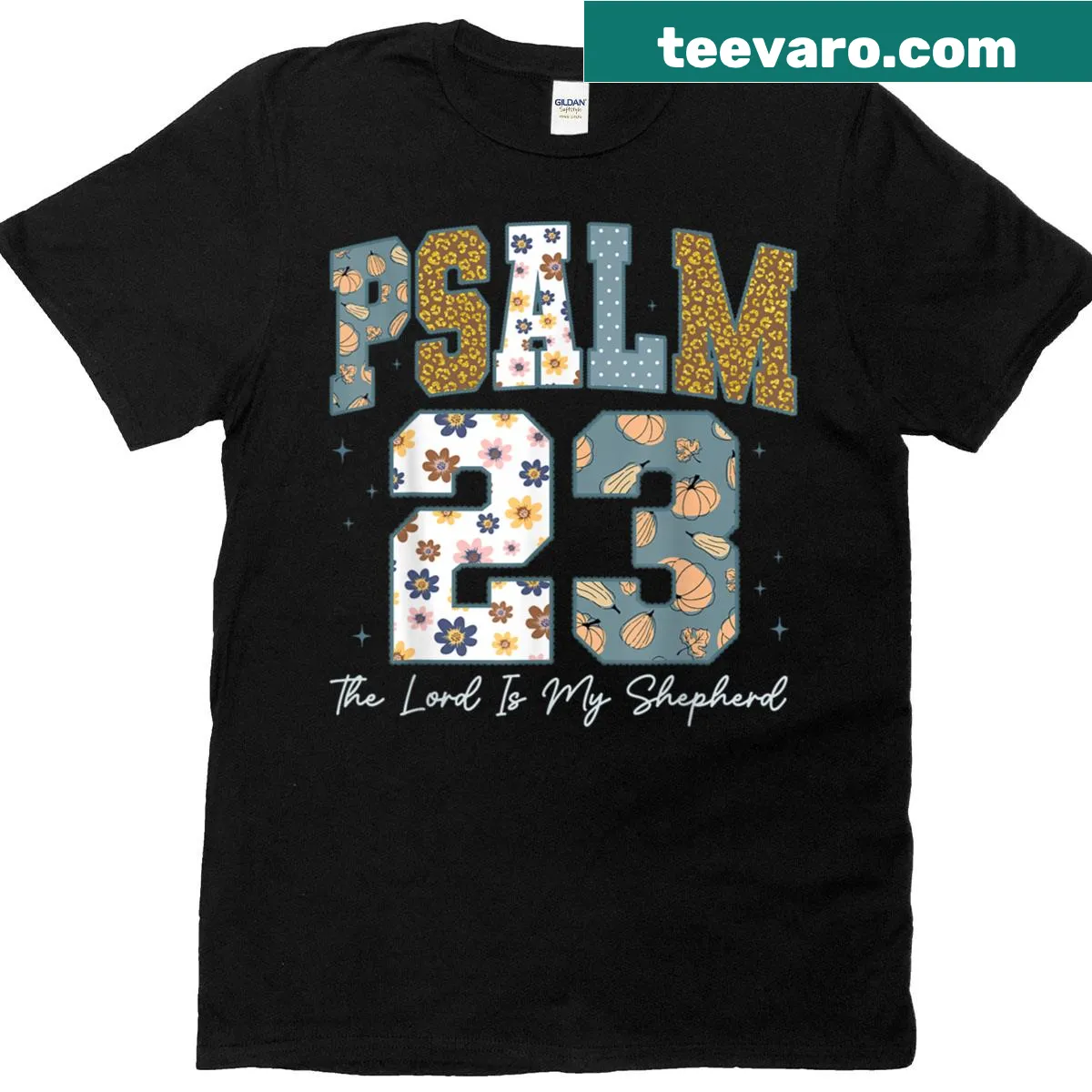 Retro t-shirt featuring Psalm 23: 'The Lord Is My Shepherd' — on a men's t-shirt