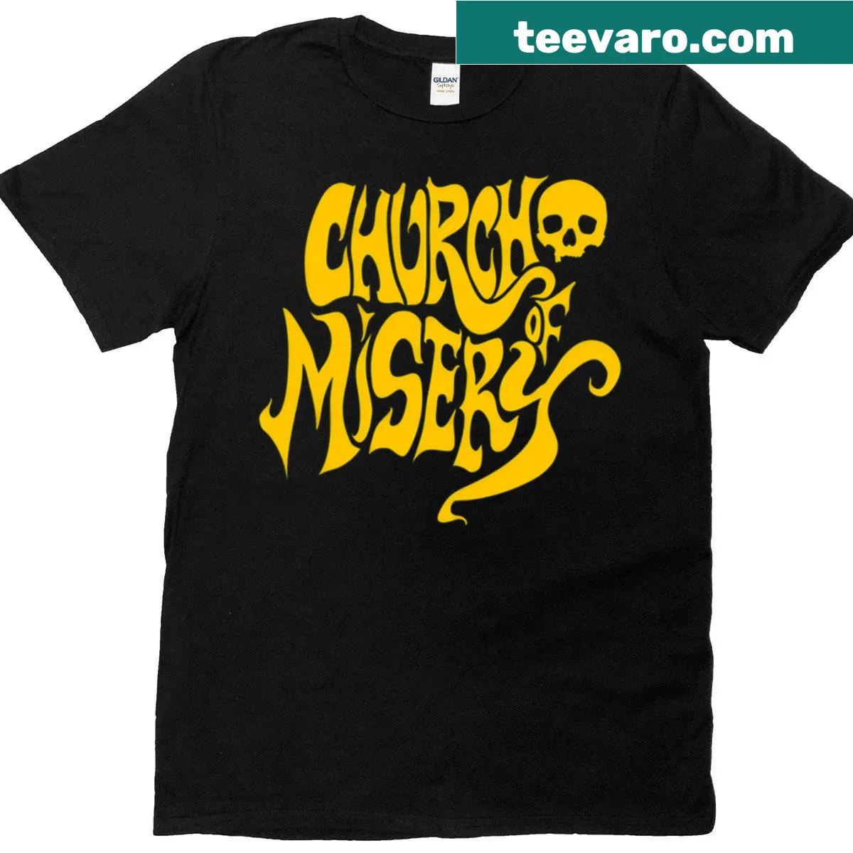 T-shirt featuring the Church Of Misery band logo — on a men's t-shirt