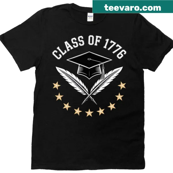 Vintage-style Class Of 1776 t-shirt with historic Americana elements
