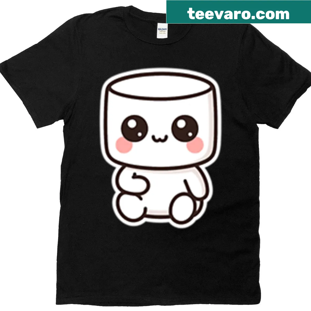 Kawaii active t-shirt with a happy marshmallow character for kids — on a men's t-shirt
