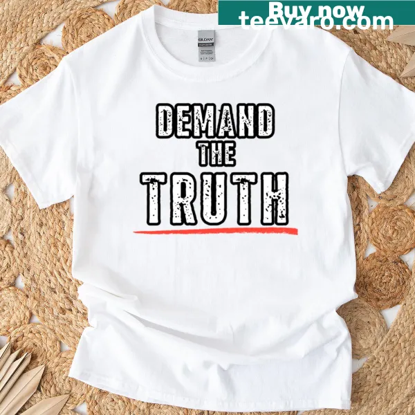 Distressed punk rock shirt with bold text demanding the truth