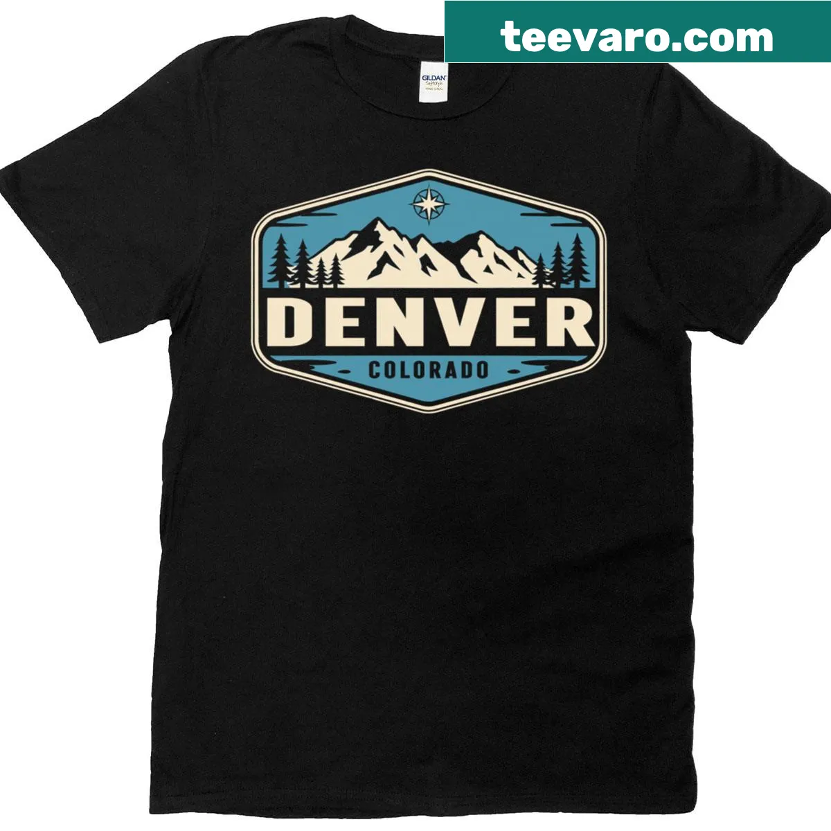 Denver mountain graphic T-shirt celebrating Colorado's outdoors — on a men's t-shirt