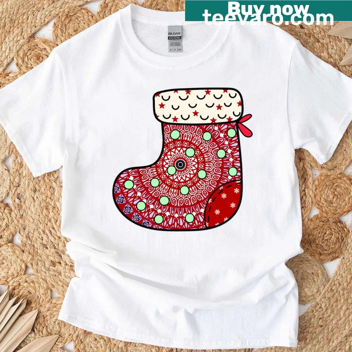 Festive mandala graphic on a cozy holiday T-shirt. — on a men's t-shirt