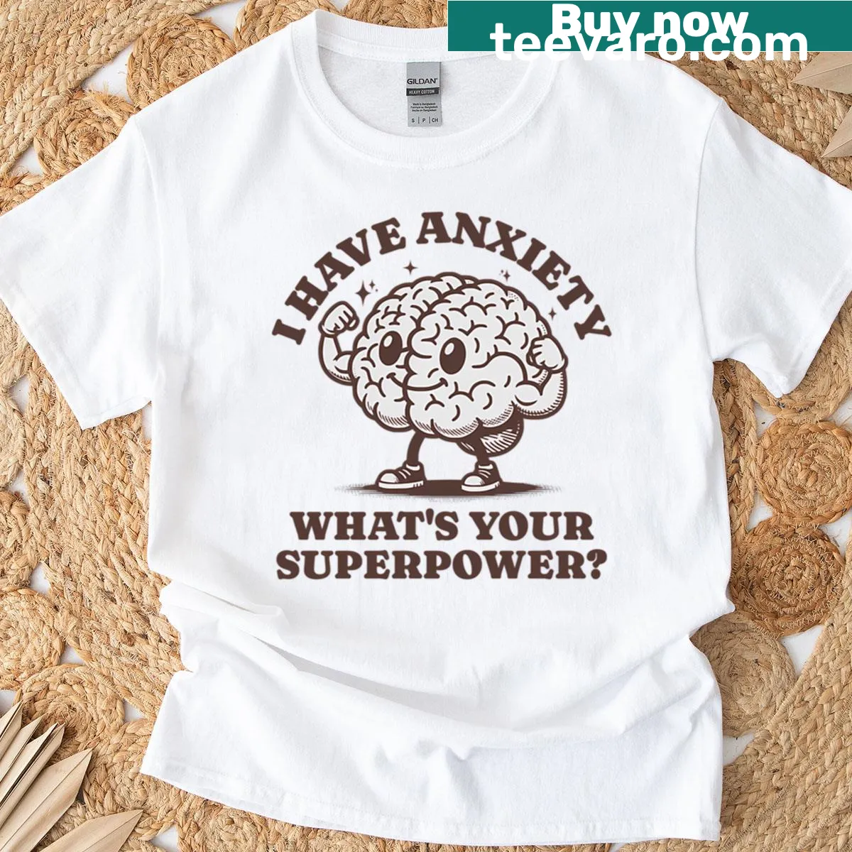 T-shirt with Funny Anxiety superpower phrase graphic. — on a men's t-shirt