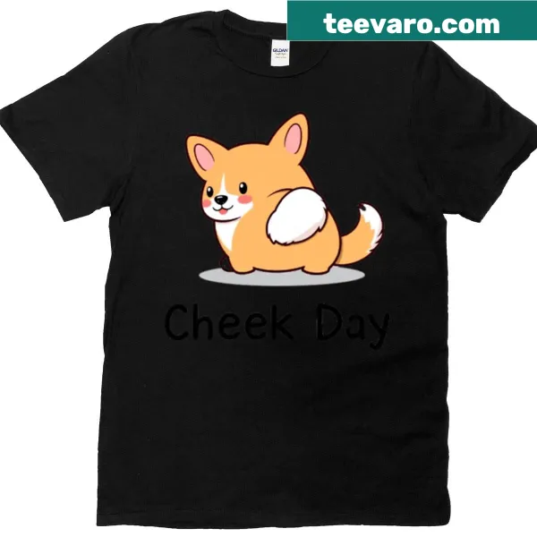 Oversized T-shirt with a funny cartoon corgi design