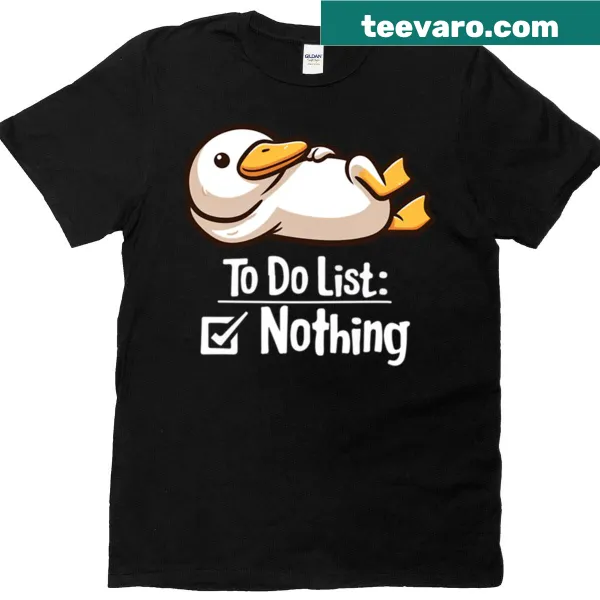Funny T-shirt for kids with a lazy duck graphic