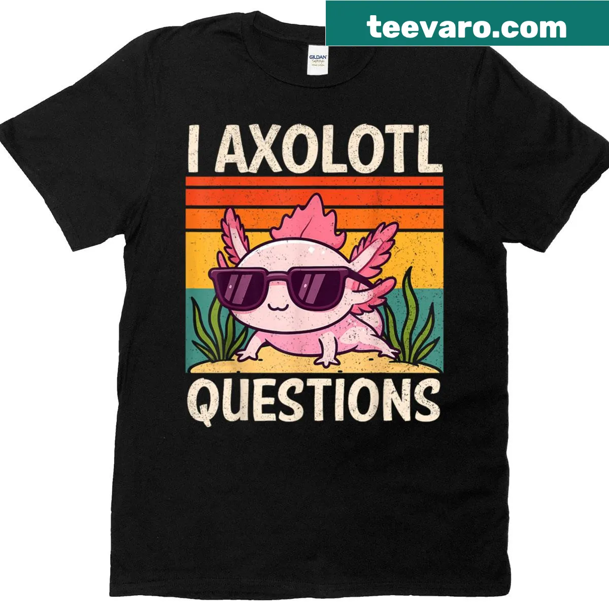 Vintage-style t-shirt featuring an axolotl and a clever pun — on a men's t-shirt