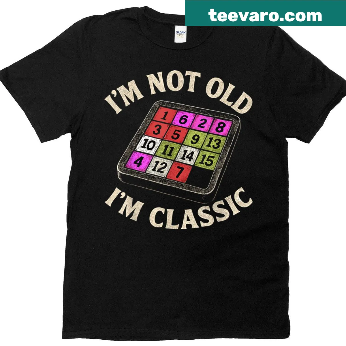 Father's Day t-shirt featuring humorous 'I'm Not Old, I'm 15' text — on a men's t-shirt