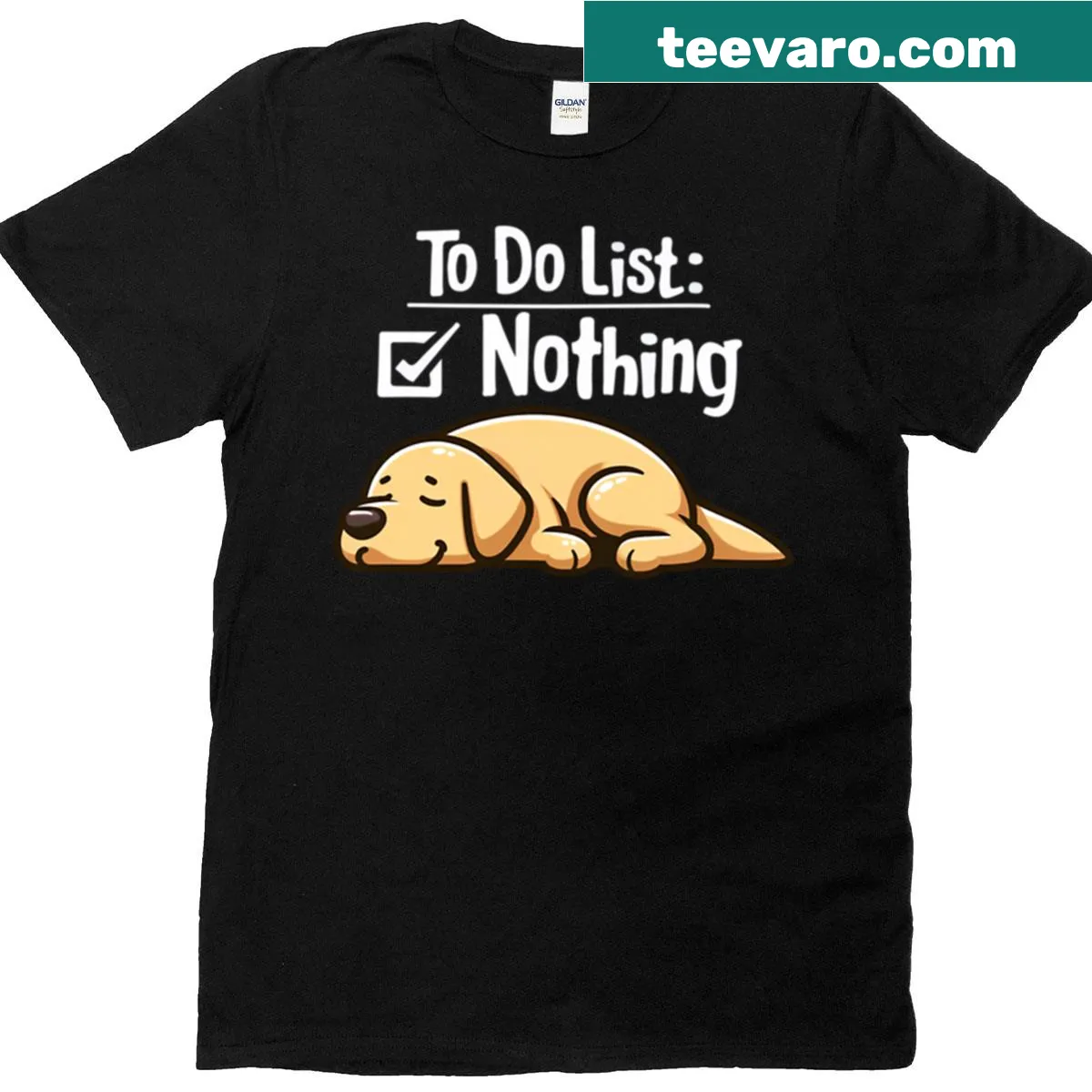 Labrador themed t-shirt with a funny lazy to-do list design for dog lovers — on a men's t-shirt