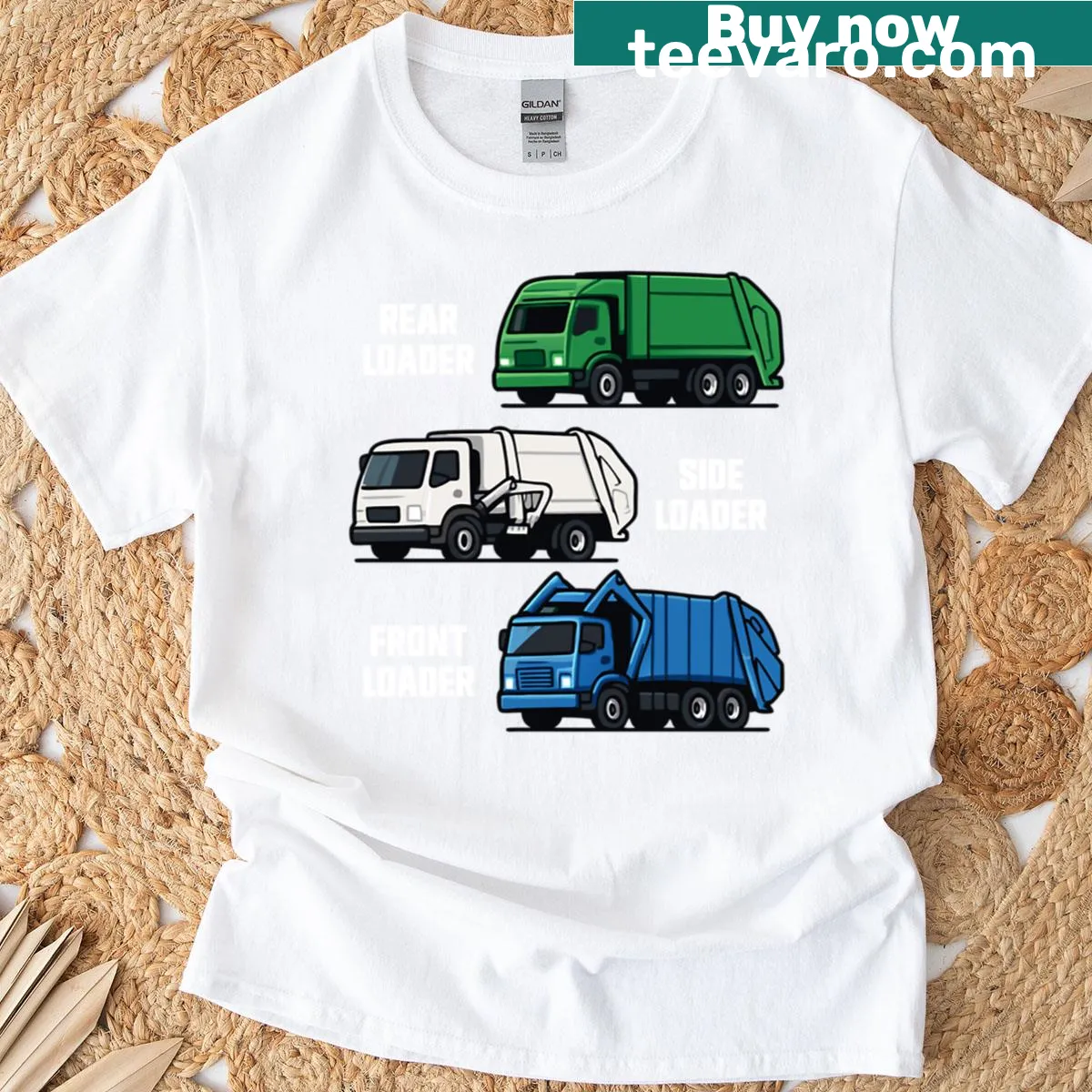 Funny garbage truck design for trash day t-shirt — on a men's t-shirt
