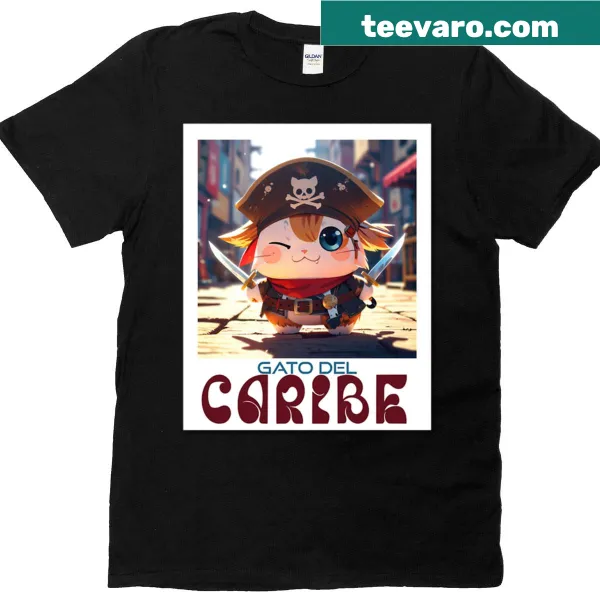 Illustration of a cat with Caribbean vibes on a t-shirt