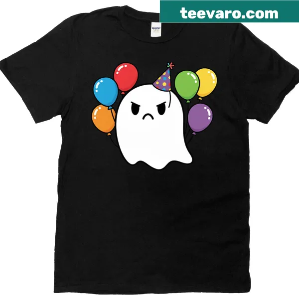 Oversized t-shirt with a ghost illustration and humorous party theme