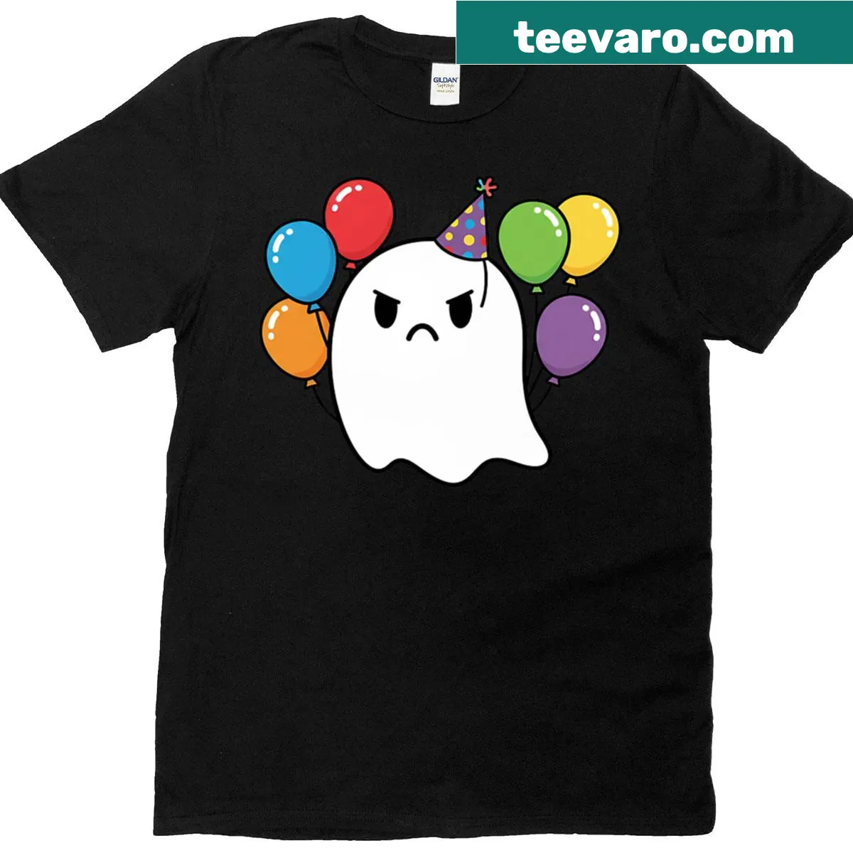 Oversized t-shirt with a ghost illustration and humorous party theme — on a men's t-shirt