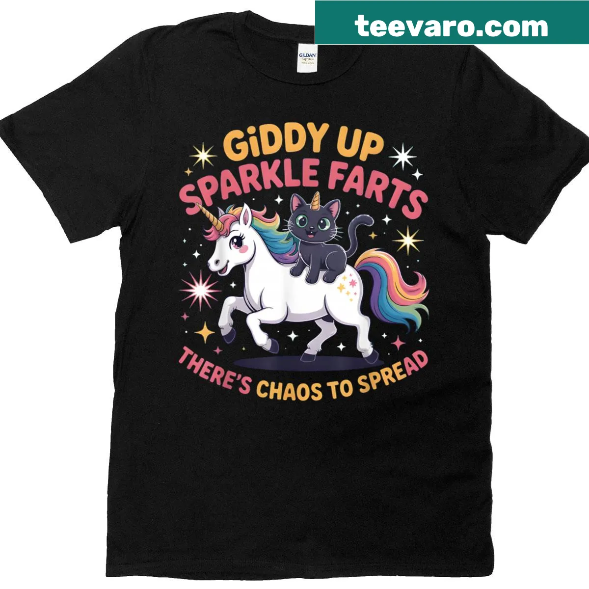 Whimsical t-shirt with playful text about sparkle farts — on a men's t-shirt