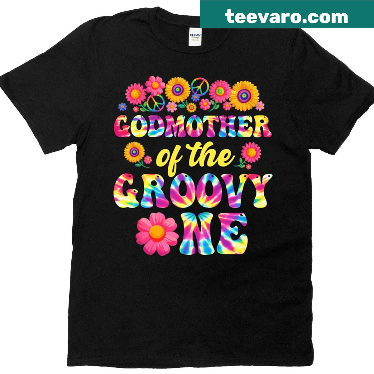 Vintage birthday t-shirt for a groovy godmother — on a men's t-shirt