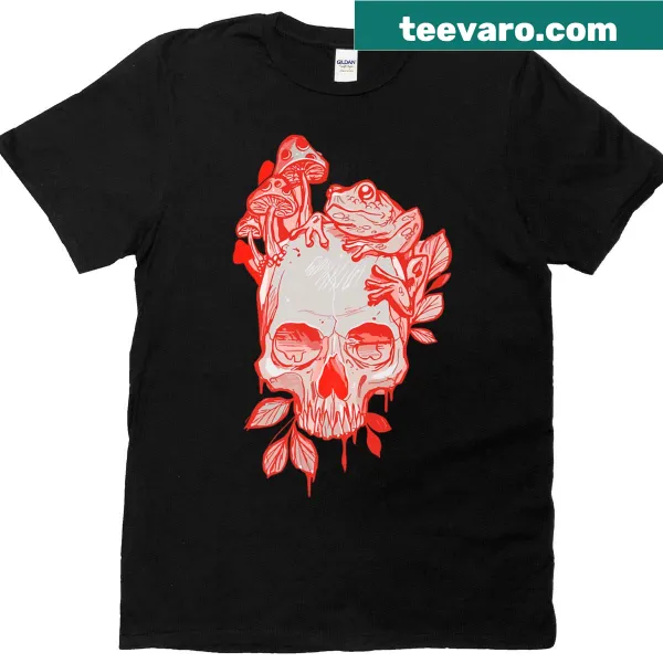 Gothic fairycore T-shirt featuring a whimsical skull frog illustration
