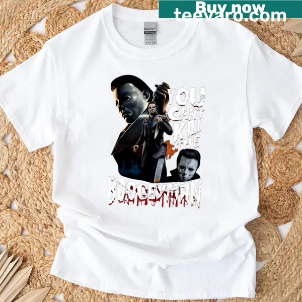 Halloween horror movie themed t-shirt with spooky quotes