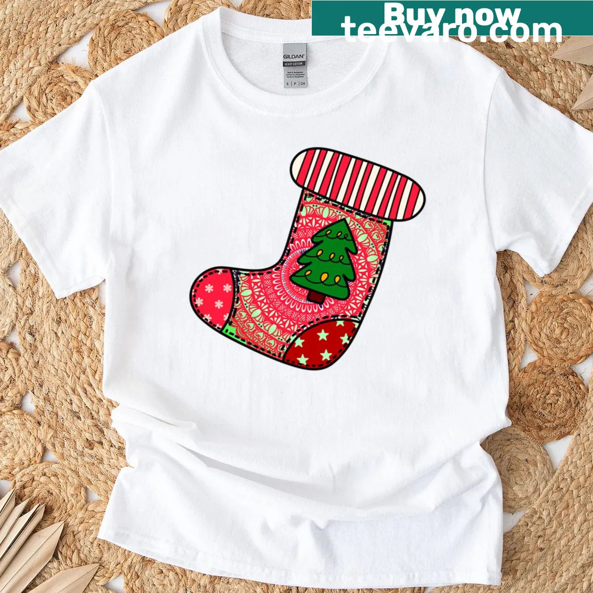 Cute mandala Christmas design on t-shirt for festive vibes — on a men's t-shirt