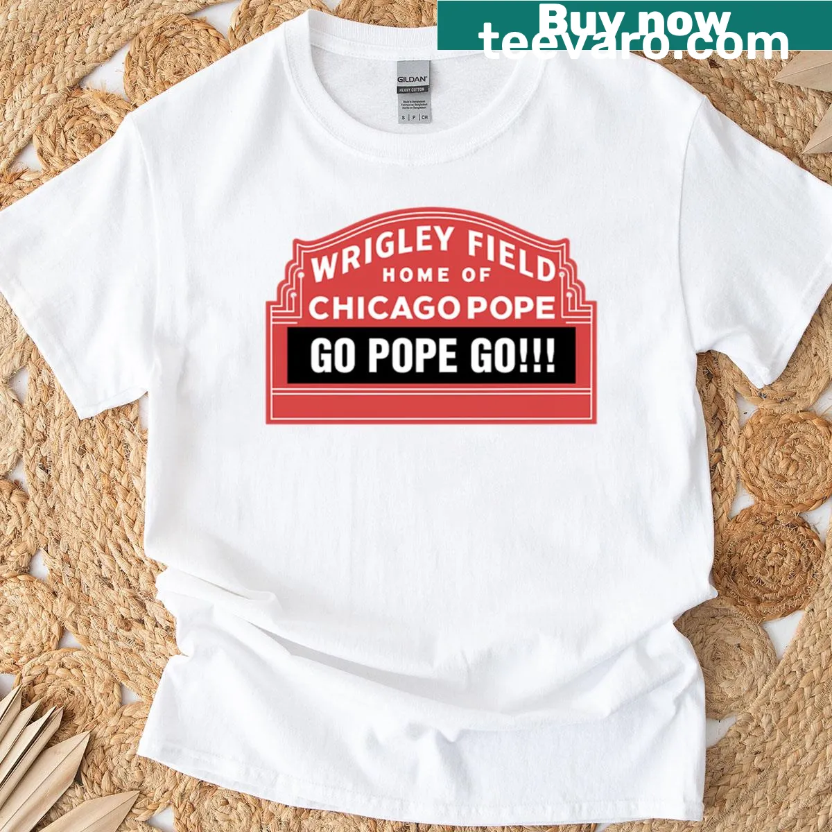 T-shirt celebrating Chicago's connection to the Pope — on a men's t-shirt