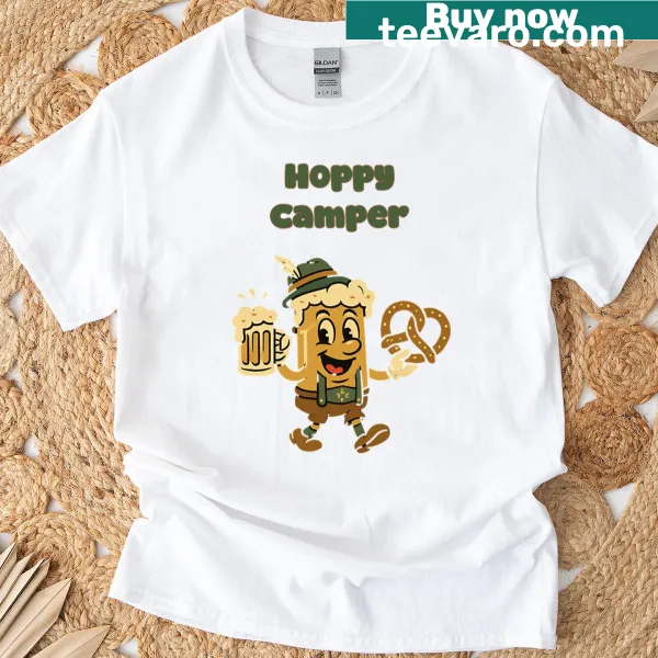 Oversized T-shirt featuring beer and camping humor