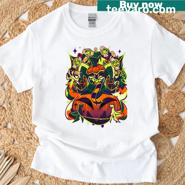 Vintage horror anime-themed t-shirt with a humorous cartoon design