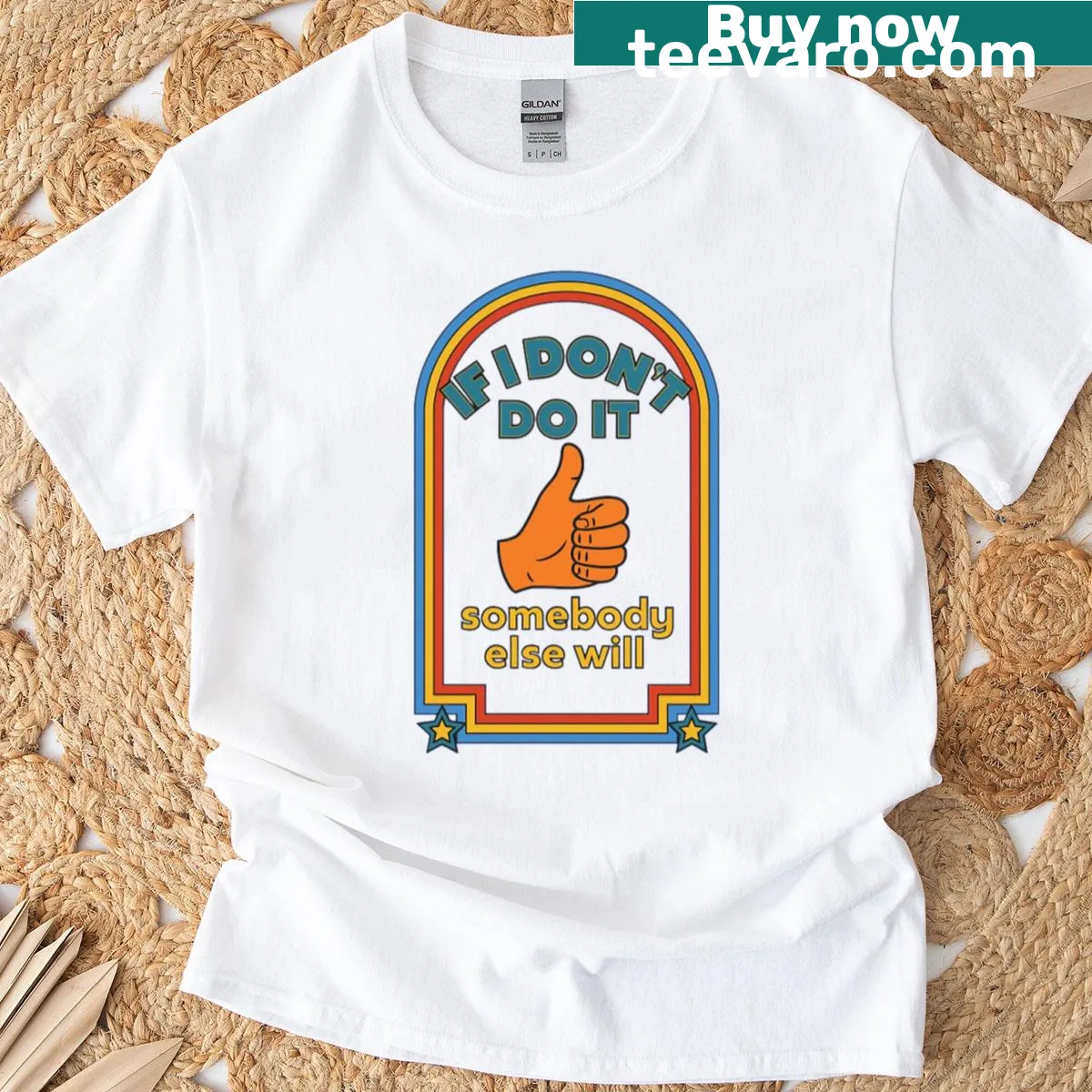 Bold typography t-shirt with motivational saying — on a men's t-shirt