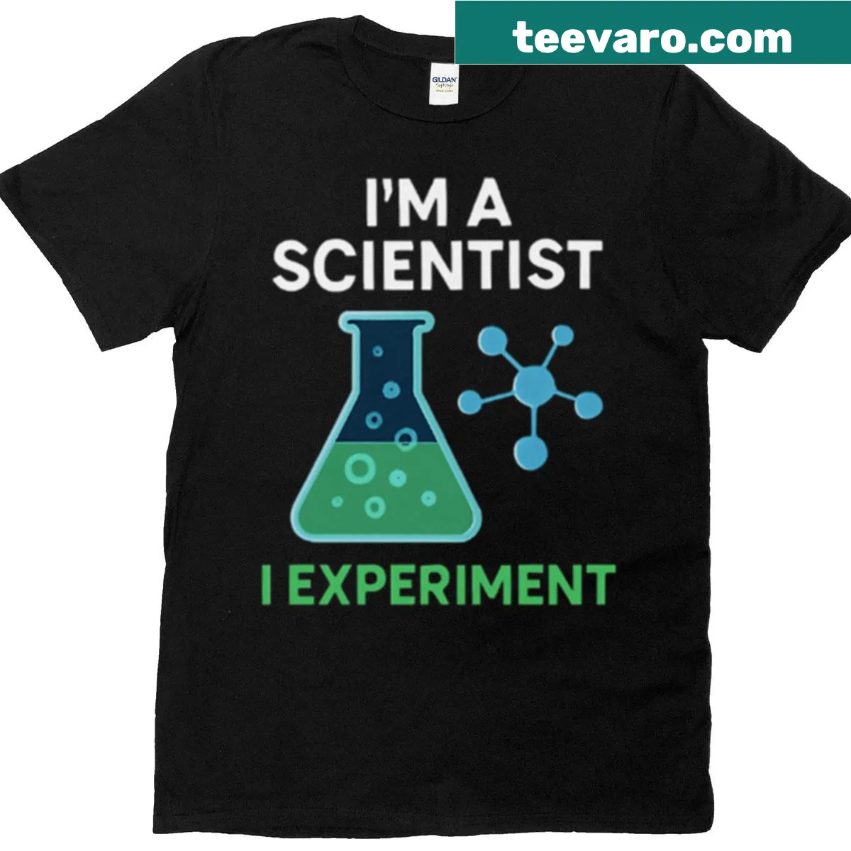 Funny t-shirt for science lovers with a humorous STEM experiment quote — on a men's t-shirt