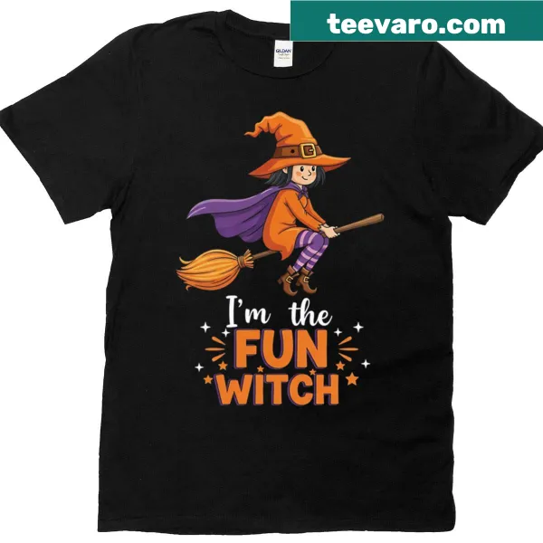 Funny Halloween witch graphic tee with playful witch design
