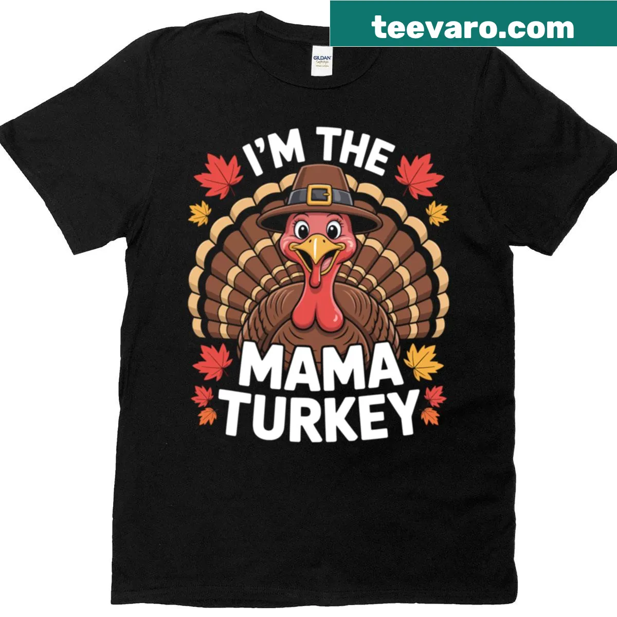 Funny 'I'm The Mama Turkey' design on a Thanksgiving t-shirt. — on a men's t-shirt