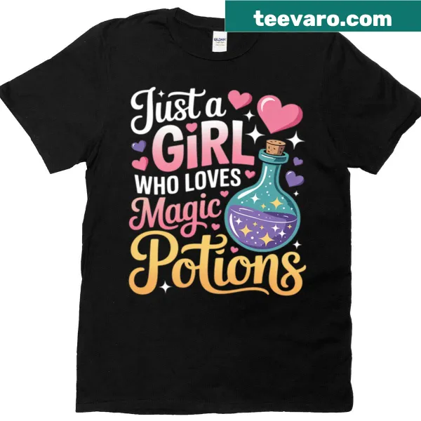 Halloween T-shirt for girls featuring a magic potion graphic