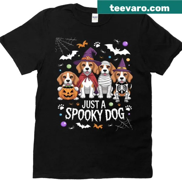 Cartoon Beagle dogs as witches and mummies Halloween T-shirt