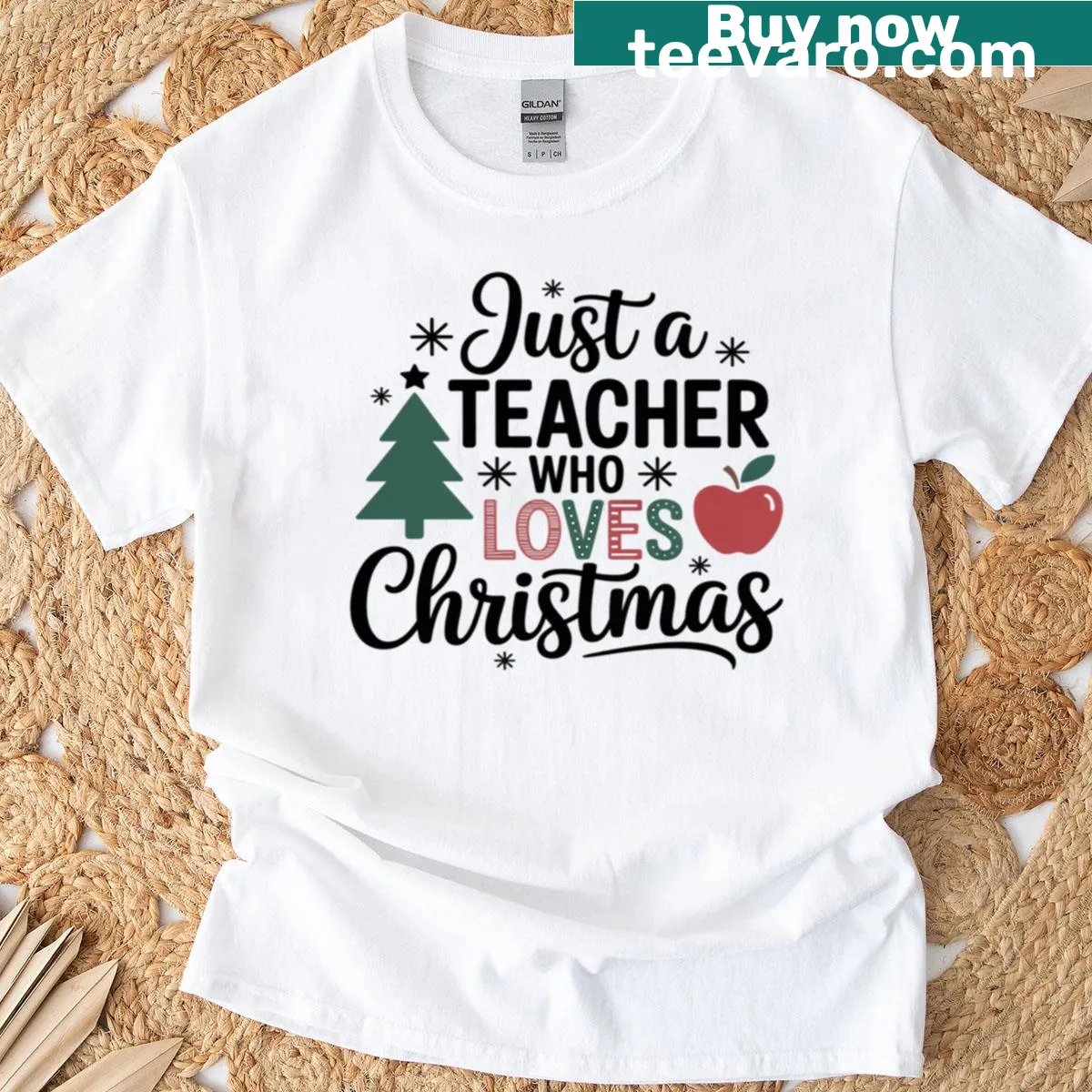 Christmas t-shirt for teachers with a festive message — on a men's t-shirt