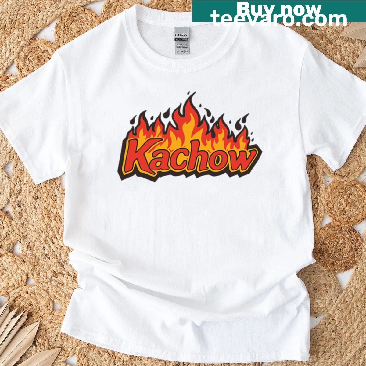 Kachow Lightning Speed T-shirt with playful racing graphics — on a men's t-shirt