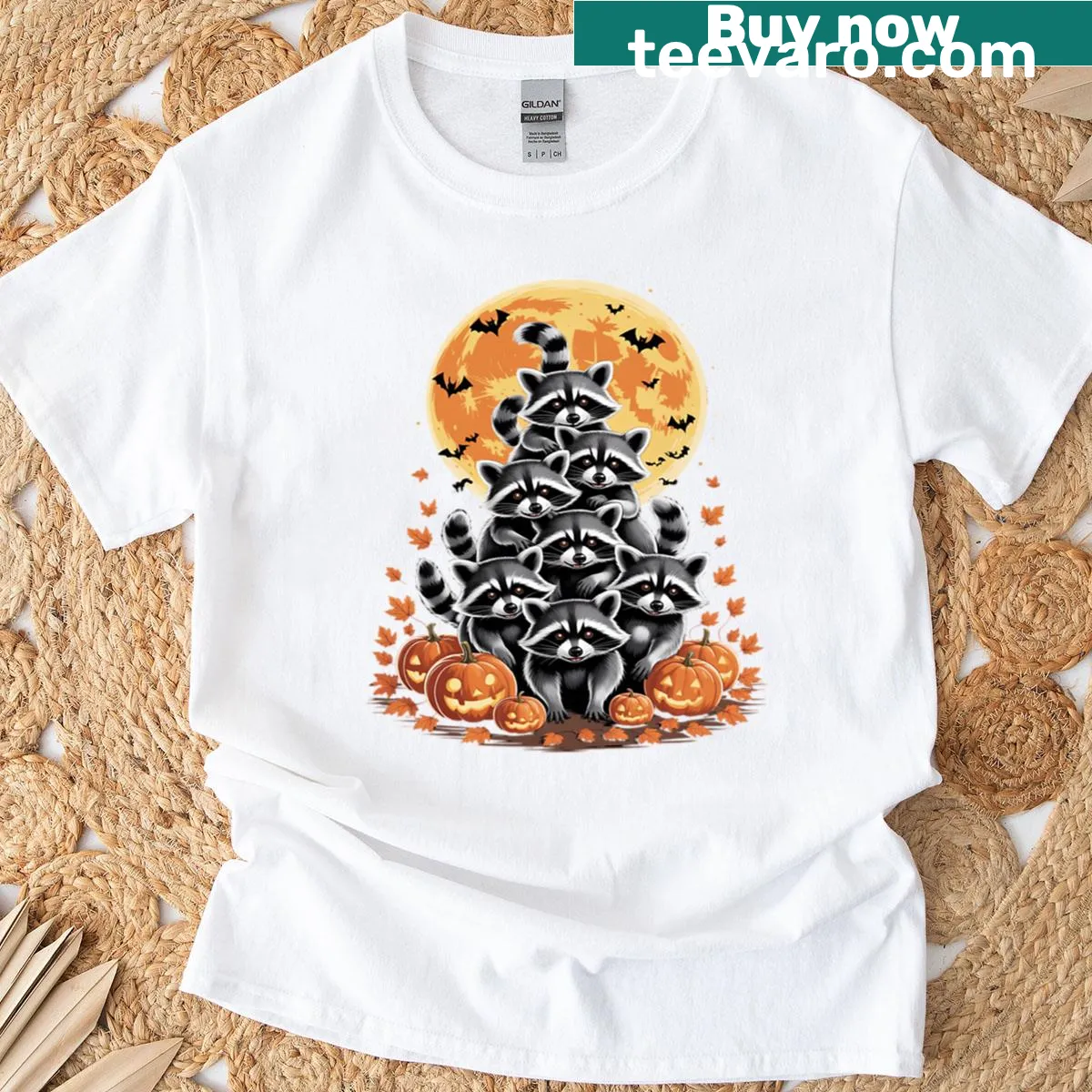 Cute trash panda raccoon graphic for Halloween — on a men's t-shirt