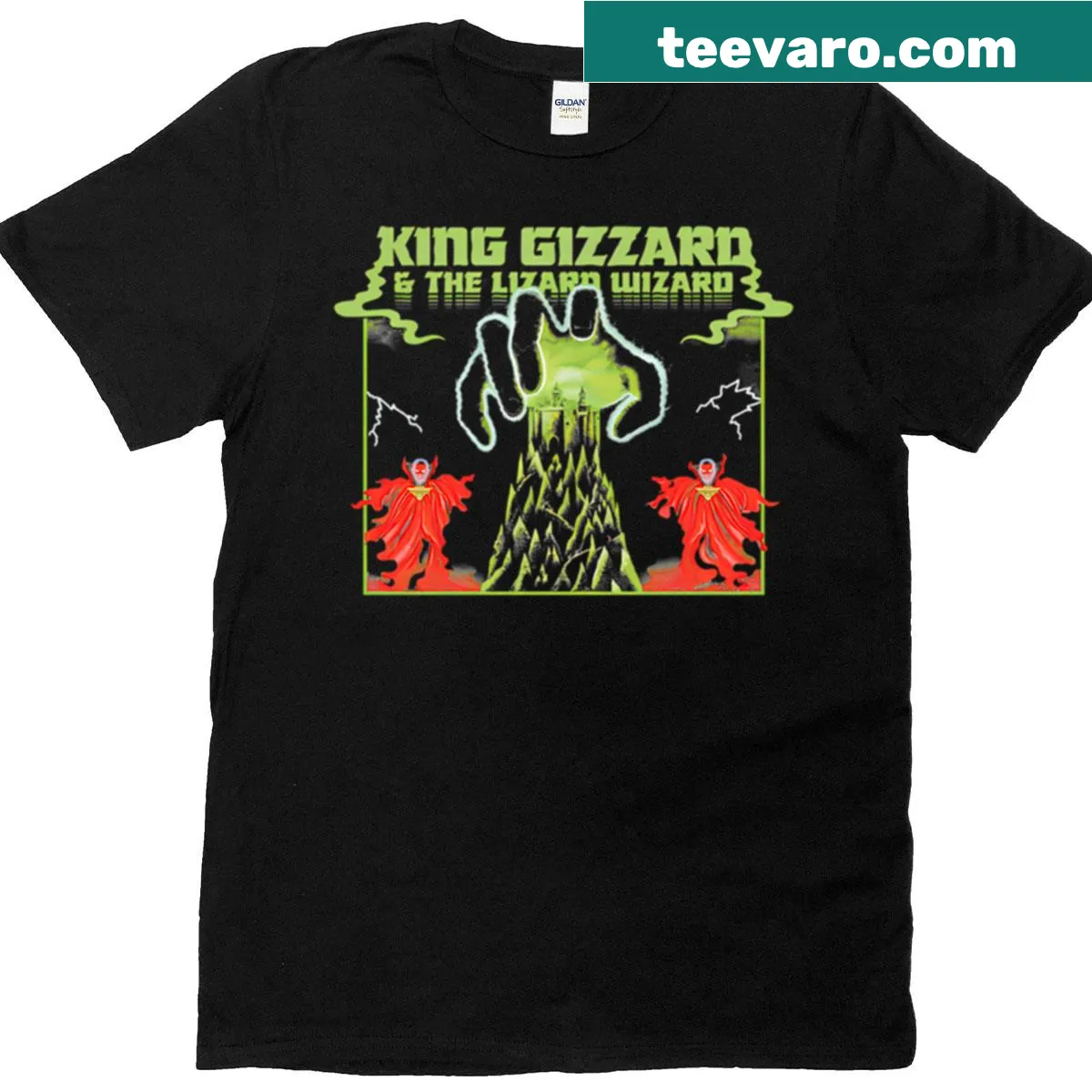 T-shirt featuring King Gizzard The Lizard Wizard design — on a men's t-shirt