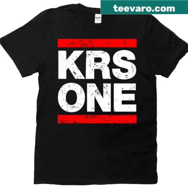 Graphic of KRS-One on a music-themed T-shirt